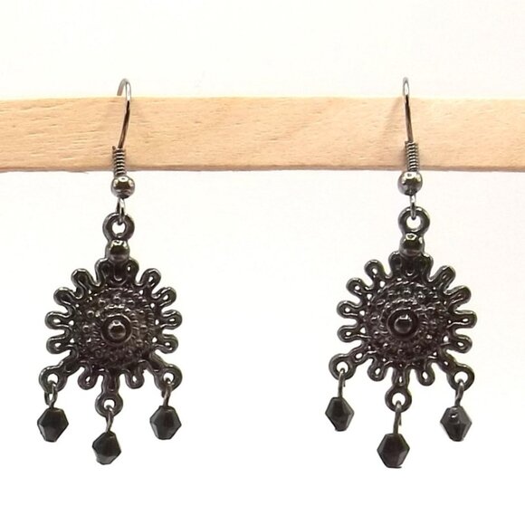 Handcrafted Vintage Inspired Beaded Chandelier Earrings - Picture 2 of 5